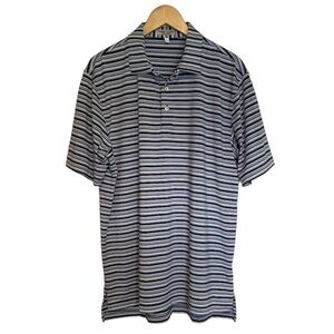 PETER MILLAR Summer Comfort Performance Polo Shirt Blue Striped Men’s Size Large